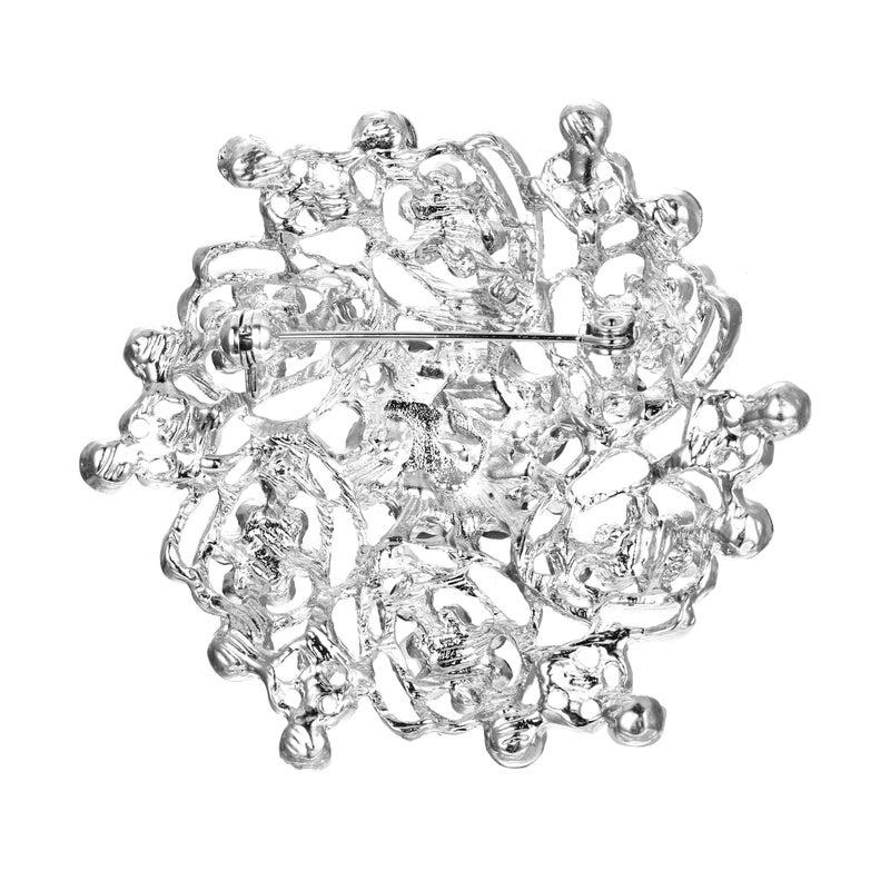 EVER FAITH Women's Austrian Crystal Elegant Flower Bridal Corsage Brooch Pin Clear Silver-Tone - Image 5